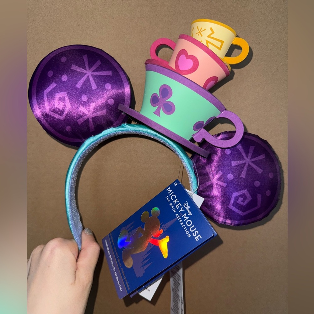NWT Mad Tea Party Mickey Mouse Main Attraction Ears WDW 50th Anniversary